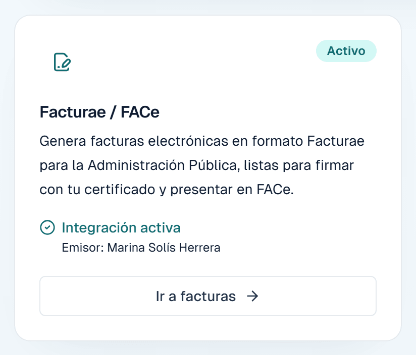 Integración Facturae / FACe activa en los ajustes de Carmin ERP