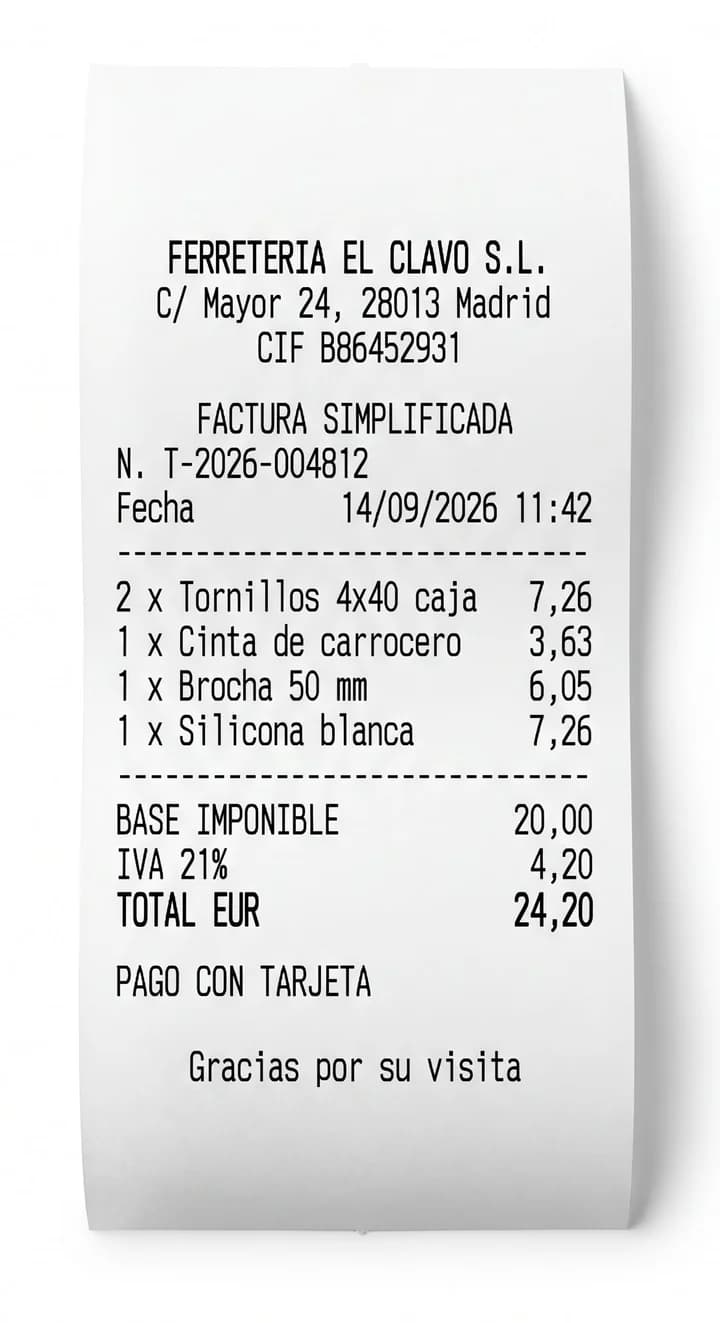 Ticket usado para mostrar el flujo de lectura OCR de Carmin ERP