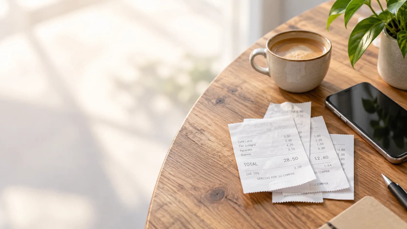 Tickets y móvil sobre una mesa de trabajo